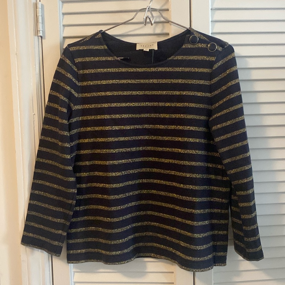 Glittered Striped navy sweater, sz XS